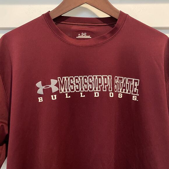 Mississippi State Bulldogs Shirt Men Large Maroon Grey Under Armour Performance - Picture 2 of 12